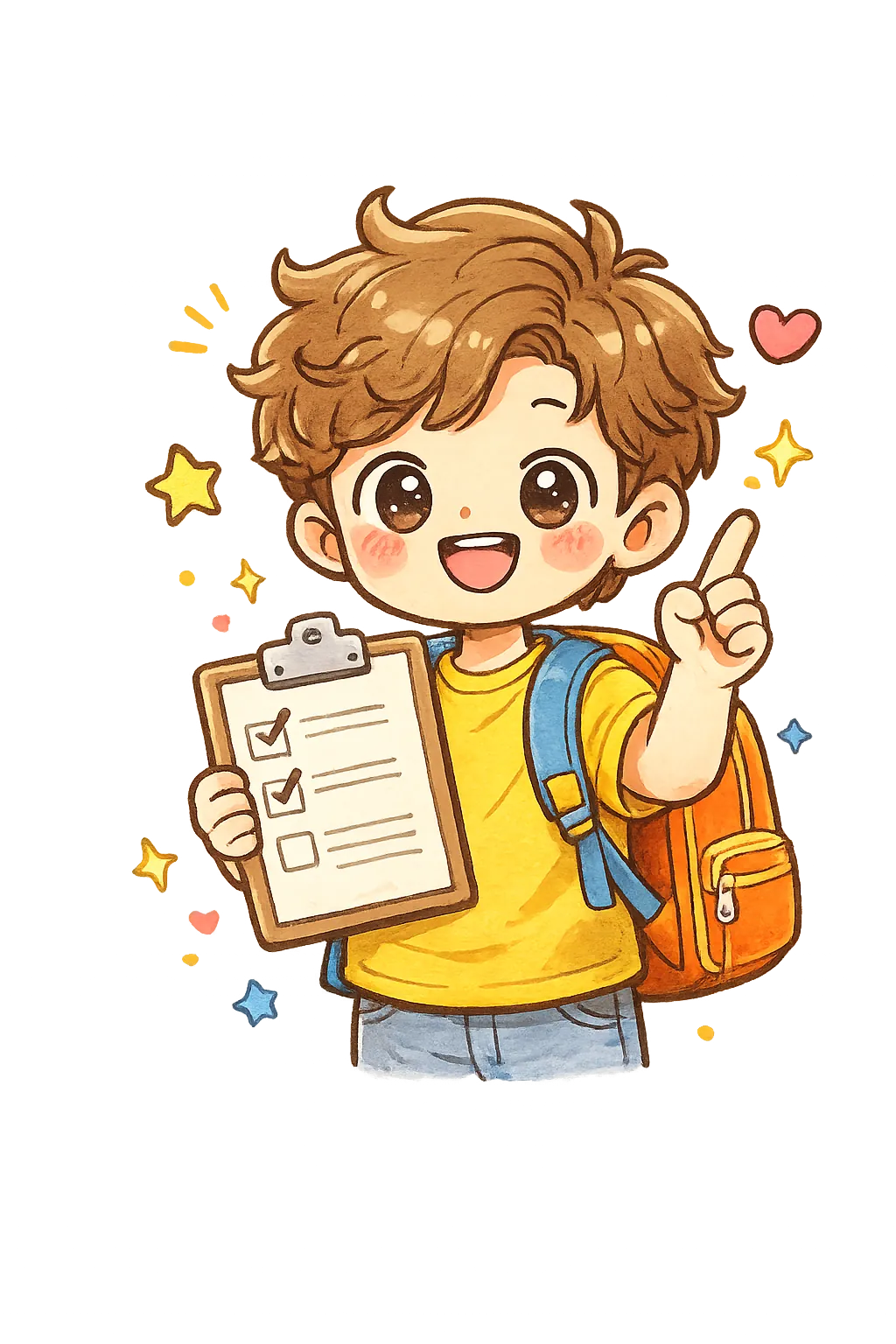 A cheerful schoolkid presenting NepEdu's features
